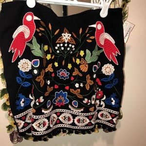 Black Embroidered Skirt